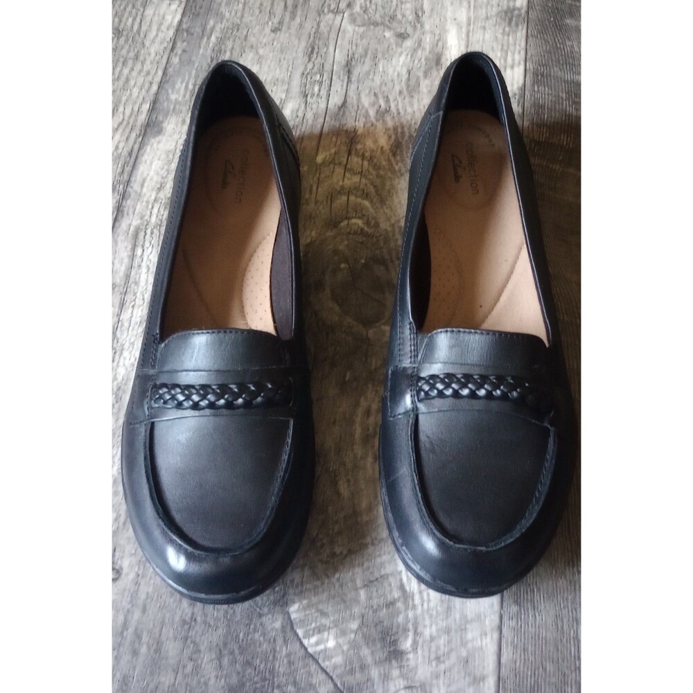 Collection By Clarks Women's 9.5M Black Leather Cora Viola Slip On Loafers, NWOT